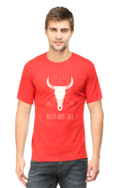 "WILD AND FREE 2024" Printed Round Neck Tees